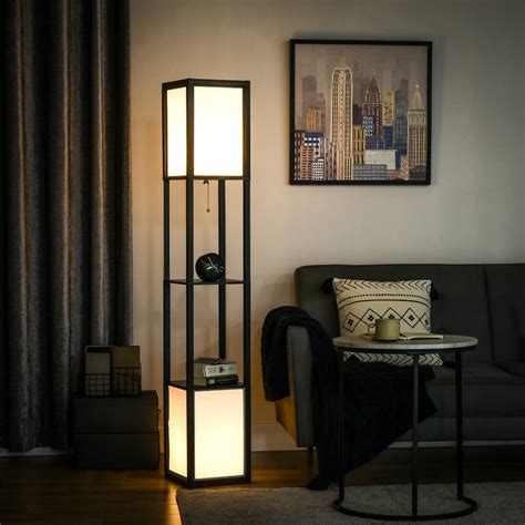 HOMCOM 3-Light Modern Floor Lamps for Living Room, Tree Standing Lamp ...