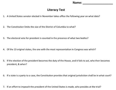 Voting Literacy Tests Examples 的图像结果