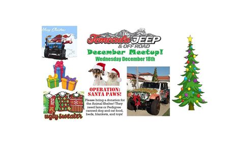 December Jeep Meet! Animal Shelter "Santa Paws" Drive and Jeep ...