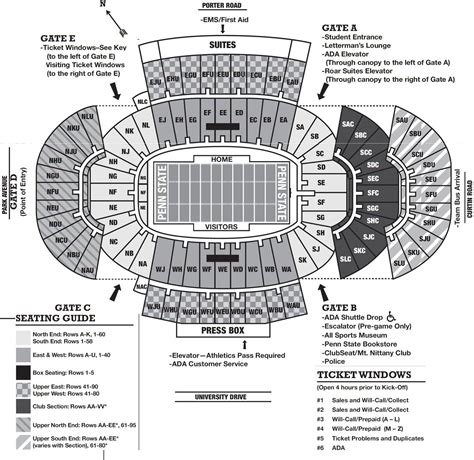 Beaver Stadium Seating Chart with Rows and Seat Numbers