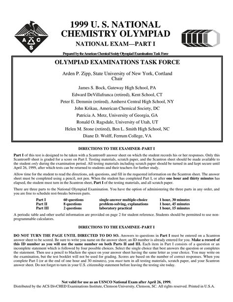 SOLUTION: 1999 usnco exam part i - Studypool