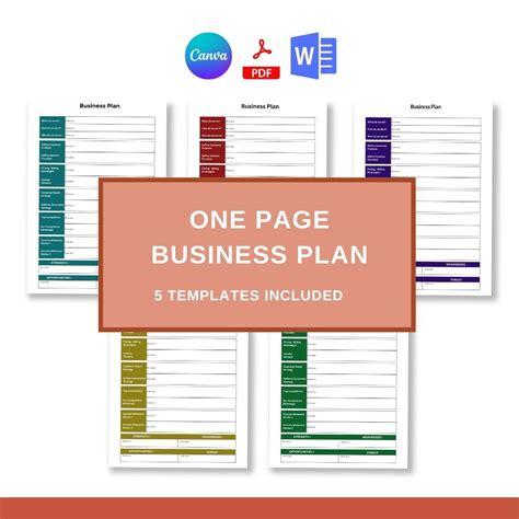 One Page Business Plan Template 的图像结果