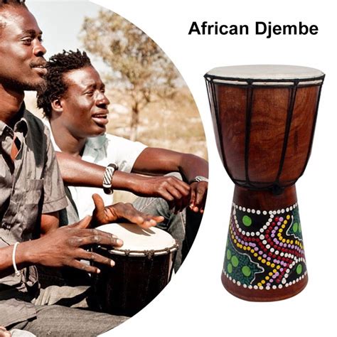 Buy yeacher 6in African Djembe Drum Hand-Carved Solid-Wood Goat-Skin ...