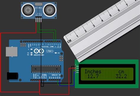 Distance Measurer Using LCD Screen and Ultrasonic Sensor Diagram 的图像结果