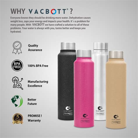 Buy Vacbott Tetra Single Walled Non Insulated Water Bottle, 500ml ...