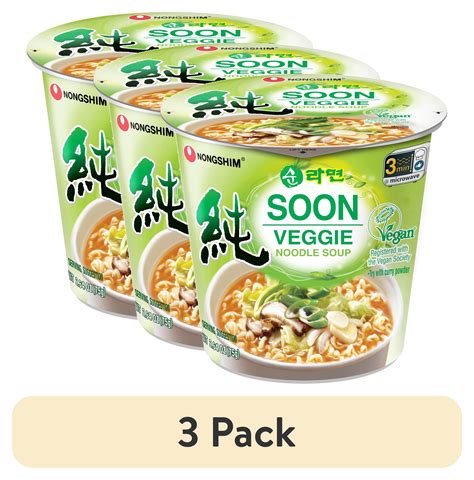 (3 pack) Nongshim Soon Veggie Vegan Ramen Noodle Soup Cup, Shelf-Stable ...