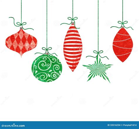 Whimsical Hanging Christmas Ornaments Stock Illustration - Illustration ...