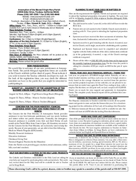 Fillable Online News - the assumption of the blessed virgin mary church ...