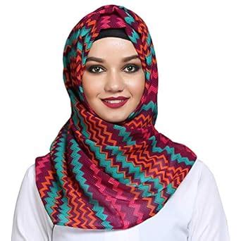 Buy Momin libas Zig Zag Printed Georgette HIjab Multicolor at Amazon.in