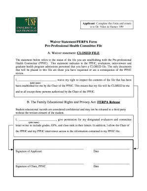 FERPA Waiver Form - Blank Fillable Template | Fill Out, Print ...