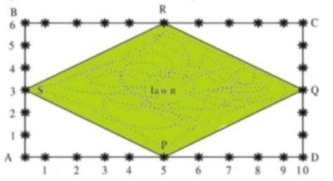 Find the area of the lawn. a) 60 sq. units b) 30 sq. units c) 45 sq ...