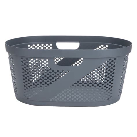Mind Reader 40L Laundry Basket, Clothes Hamper, Lid, Wicker Design ...