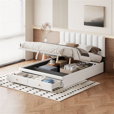 Queen Size Platform Bed, Modern Storage Bed Frame with Hydraulic ...