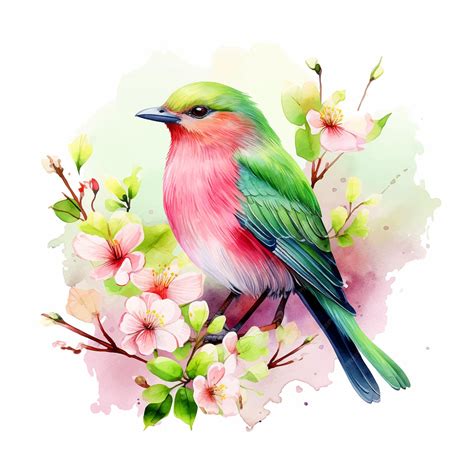 Premium Vector | Beautiful bird surrounded by flowers watercolor paint