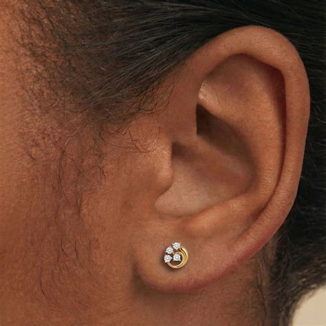 Orbit Cut Dome 9KT Gold Laboratory Grown Diamond Stud Earring – PALMONAS