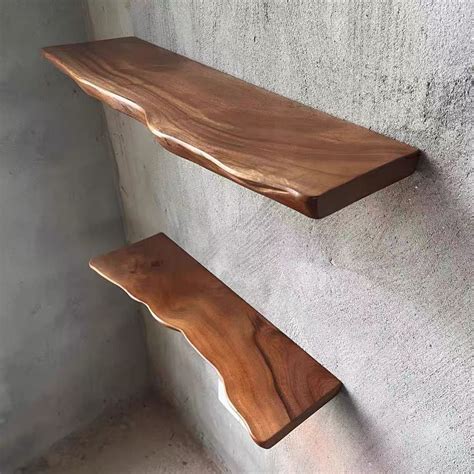 Live Edge Floating Wood Shelf – Rustic Natural Solid Wood Wall Shelf ...