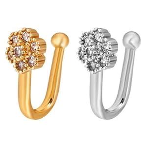 Buy VAMA Pressing Type press on Nose Ring Pins without non Piercing ...