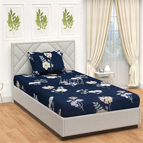 Buy AMEYAA 200 TC Glace Cotton All Around Elastic Fitted Bedsheets ...