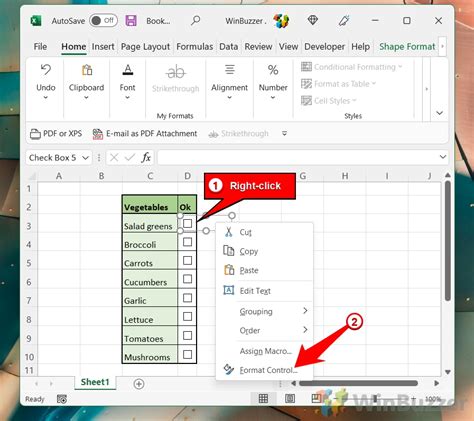 Image result for Format Control Excel Checkbox