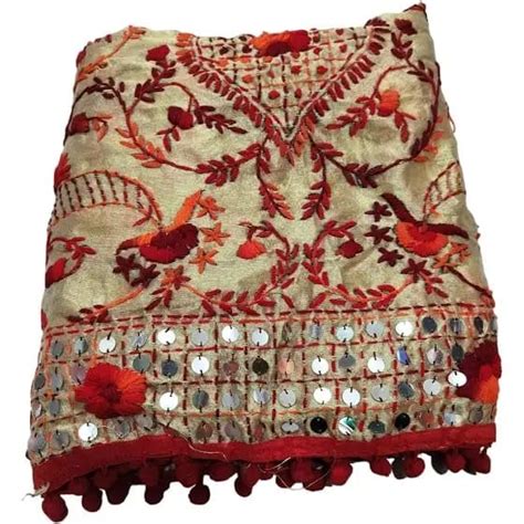 Buy Women/Girls Stylish Kantha work dupatta Red Hand Worked Dupatta ...