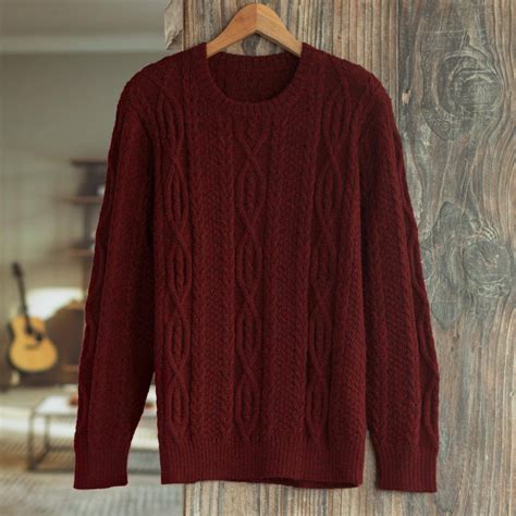 Dark Red Men's 100% Alpaca Sweater - Field and Forest | NOVICA