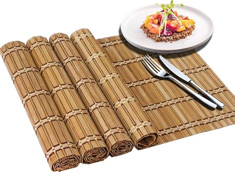 Buy Wooden Placemats Set of 4 Bamboo Table Placemats for Dining Room ...