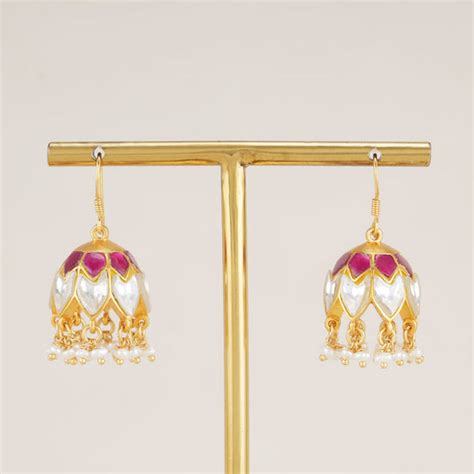 Gold Plated Silver Jhumkas Earrings | Gold Plated Silver Stone Jhumkas ...