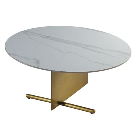 Nile Corner Table by Geeken | Tile Top & Gold Plated SS Plate