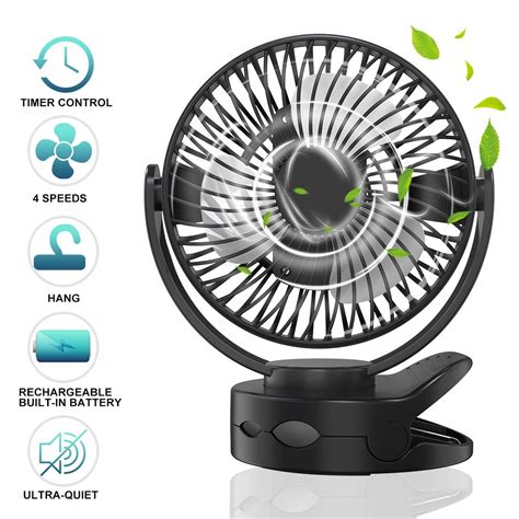 Desk Fan mini USB Fan Table Cooling timer Fan 4400mAh Battery Powered ...