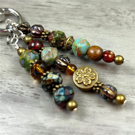 Beaded Bag Charm Vintage Style - Purse Charm - Handmade Artisan Charm ...