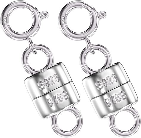 Amazon.com: Qulltk 925 Sterling Silver Magnetic Necklace Clasps and ...