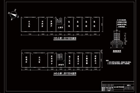 办公室装修设计cad办公室平面布局两层楼两套方案图片下载_红动中国