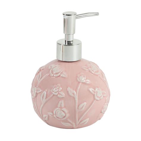 Pink Ceramic Bathroom Set Of 4 - Floral Design, Bath Accessories ...