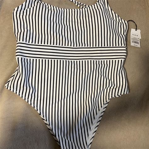Black/White Swimsuit One Piece New with Tags -... - Depop