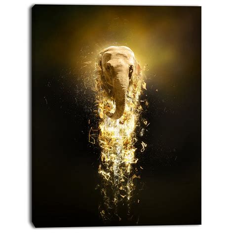 Design Art Fantasy Elephant on Black Animal Canvas Wall Art : Amazon.in ...