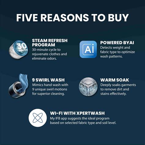 IFB 9 kg 5 Star with Steam Refresh program, 9 Swirl Wash, Eco Inverter ...