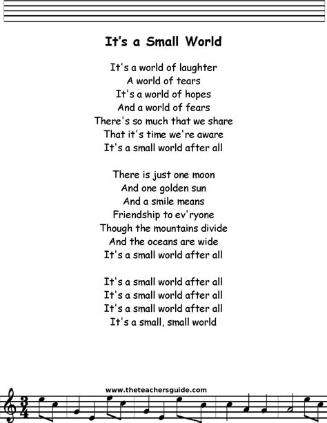 It s a small world lyrics printout midi and video – Artofit