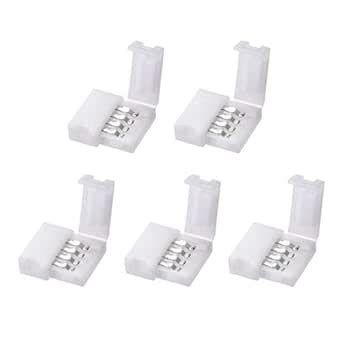 uxcell 10mm 4P LED Strip Connector Solderless for 5050 3528 RGB 4 ...