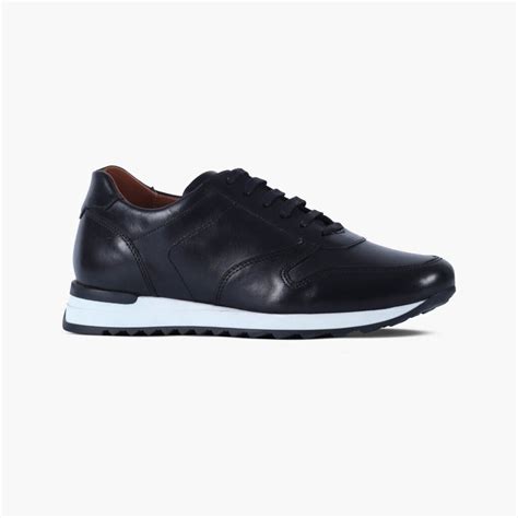 Men’s Black Leather Run Sneakers – Zilarussi