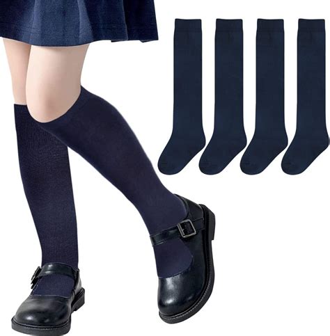 Chalier 4 Pairs Girls Knee High Socks Cotton Knit Over Craft India | Ubuy