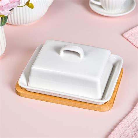 White Ceramic Spoon Holder With Wooden Tray Online - Premium Spoon Rest ...