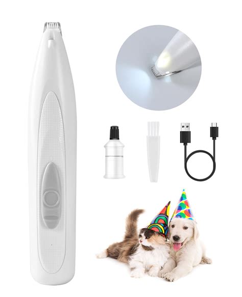 Dog Paw Trimmer with LED Light, Rechargeable Cordless Electric Grooming ...