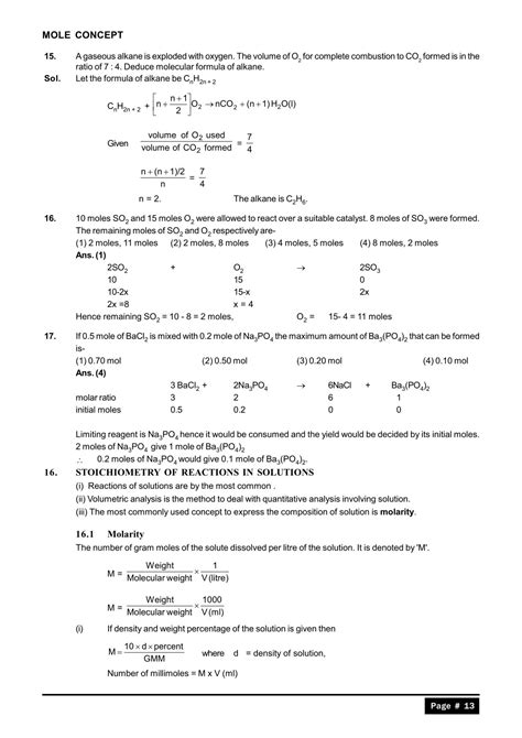 Mole Concept Notes for Class 11, IIT JEE & NEET
