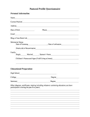 Fillable Online dmbc Pastoral Profile Questionnaire - Dinuba Mennonite ...