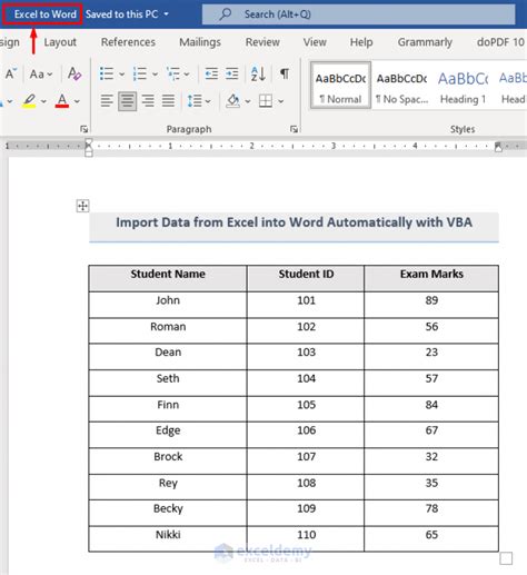 Image result for VBA Code to Extract All Data From Word to Excel