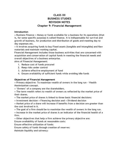 Financial Management BST Class 12 的图像结果