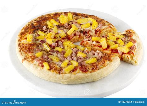 Ham and pineapple pizza stock photo. Image of meal, pineapple - 48273054