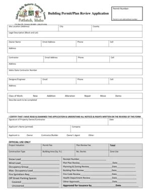 Fillable Online cityofpotlatch Permit Number Building PermitPlan Review ...
