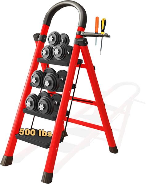 BETEAM 4 Step Ladder 550 lbs Heavy Duty Folding Ladders for Home ...