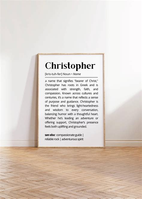 Christopher Name Definition Print: Minimalist Greek Name Meaning ...